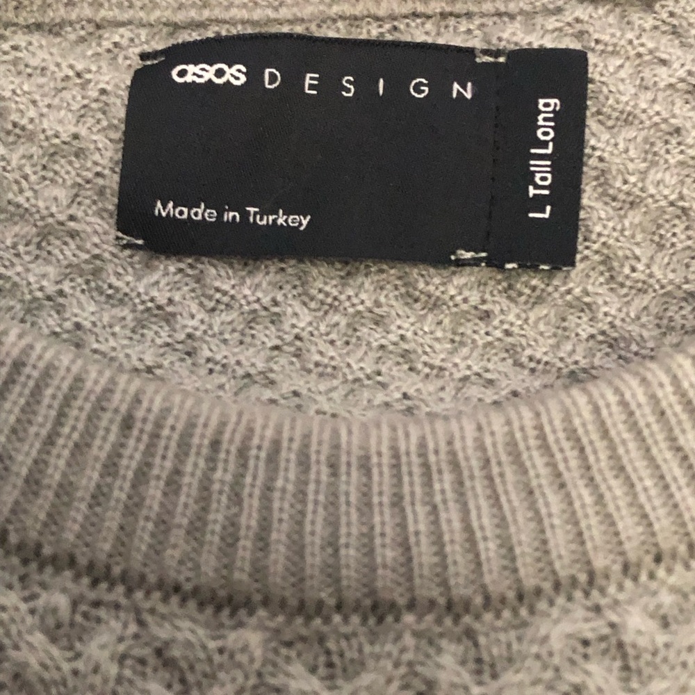 ASOS Gray Crewneck Sweater with Textured Knit - Muscle fit —#043 - Picture 12 of 14